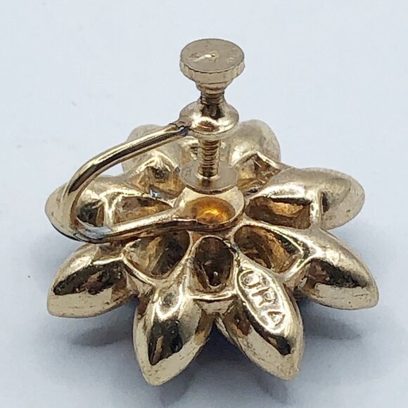 Vintage Purple Floral Screw Back Earrings + Bonus Brooch (Needs Repair) - Picture 5 of 14